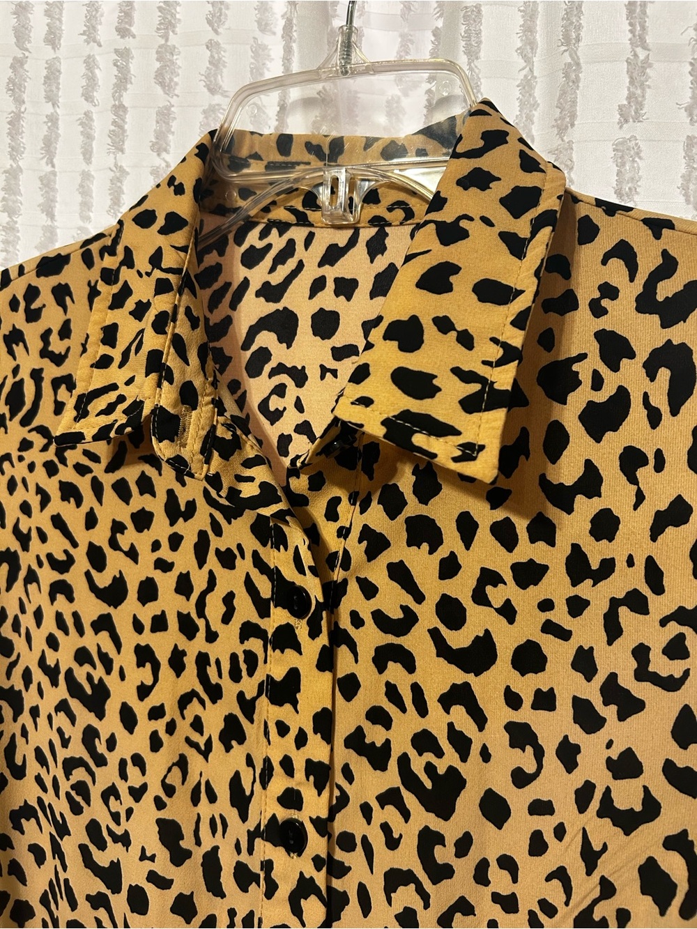 Leopard Print Women’s Small Button Front Tie-Waist Maxi Shirt Dress - Picture 3 of 10